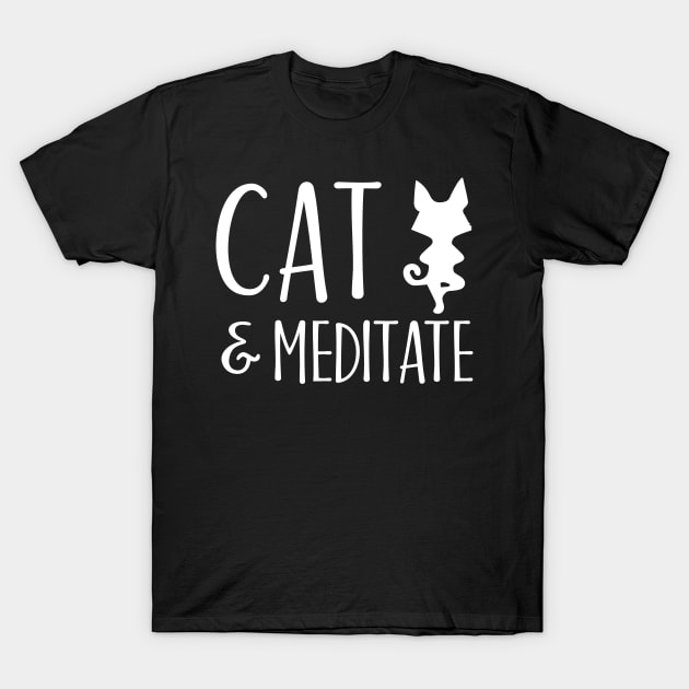 Cat & Meditate T-Shirt by catees93